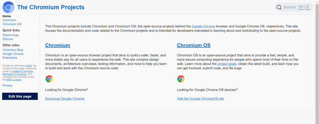 Chromium Browser website